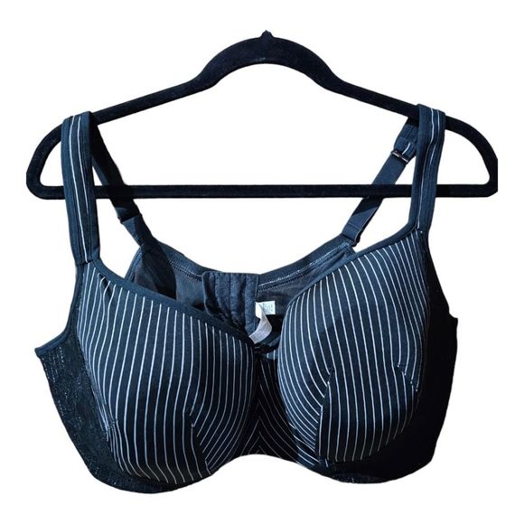 CACIQUE Striped Lace Lightly Lined Balconette Bra - 42DDD - Picture 1 of 8